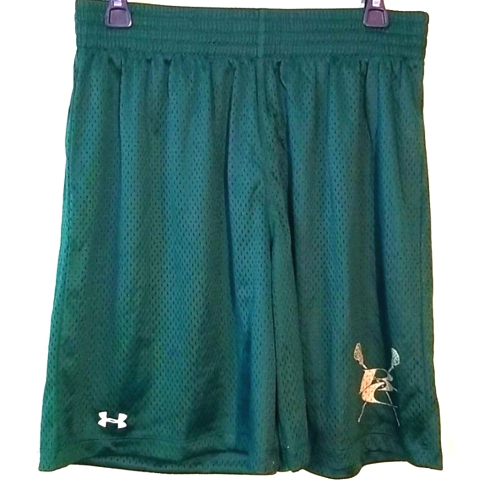 Under Armour heat gear loose fit mesh shorts medium green